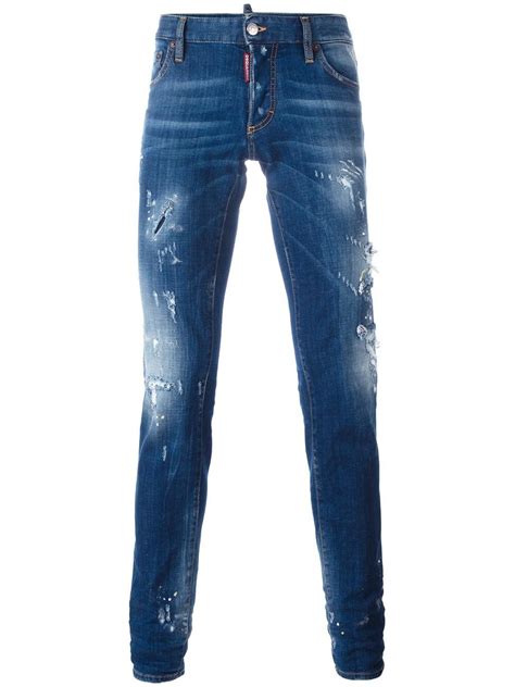 Lyst Dsquared² Slim Distressed Jeans In Blue For Men