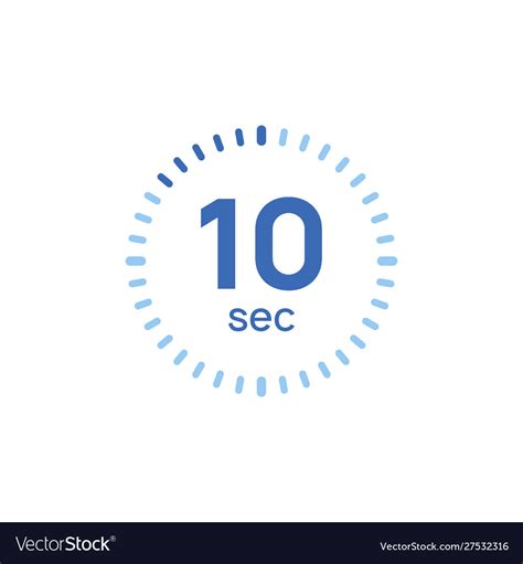 10 Second Timer Clock Sec Stopwatch Icon Vector Image