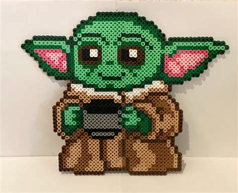 Grogu Baby Yoda Perler Bead Art Coaster Etsy