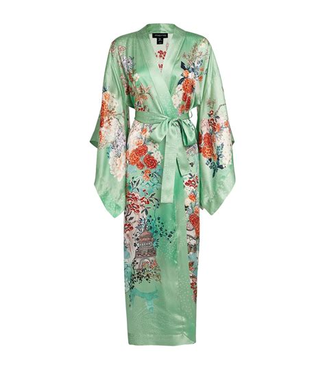 Meng Green Silk Long Kimono Harrods Uk