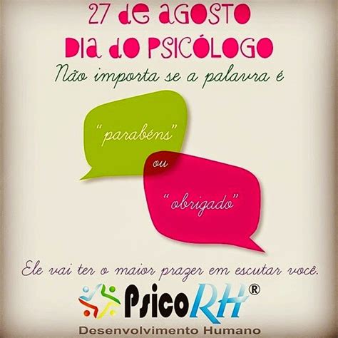 O dia do psicólogo é comemorado anualmente em 27 de agosto no brasil. Feliz Dia do Psicólogo - Psico RH Desenvolvimento Humano