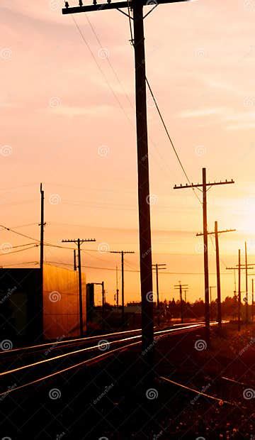 Telephone Poles Along The Railroad Tracks Stock Image Image Of