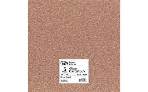 Paper Accents Glitter Cardstock 12x 12 85lb Rose Gold 5pc