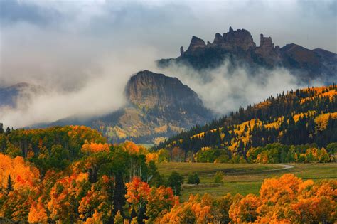 Nature Landscape Mountain Trees Forest Usa Colorado Field Fall