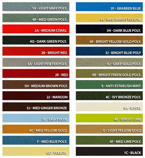 1965 Ford Mustang Factory Paint Colors