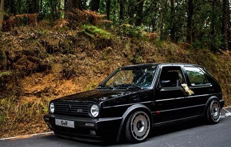 Wallpaper Volkswagen Front Black Golf Stance Golf Mk2 Images For