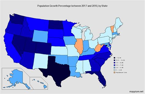 Population Growth In The United States By State 2010 2017 Oc