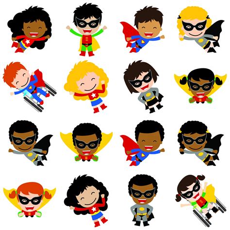 The superhero cutouts printable have all been been placed in the superhero letters printable categories. Multicultural Superhero Cutouts - SchoolgirlStyle