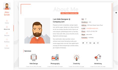 Unique Responsive Vcard Template