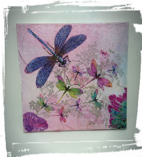 Handmade Dragonfly Art Canvas 20cm X 20cm Canvas Wall Art Etsy