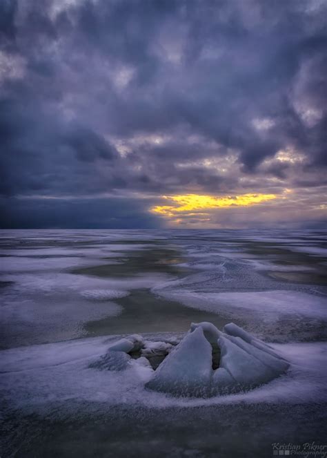 Scenic View Of Frozen Landscape During Sunset Nature Photography