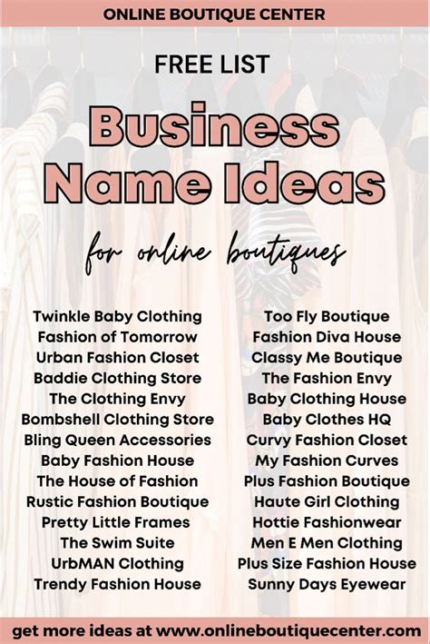 Business Names For Online Boutiques Available At Onlineboutiquecenter Com Trendy Boutique