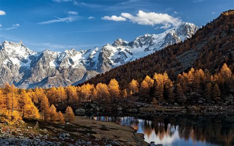 Nature Landscape Fall Mountain Lake Forest Alps