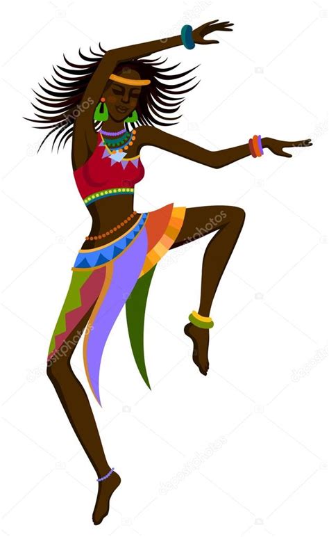 African Woman In Bright National Costume Dancing Ritual Dance Premium