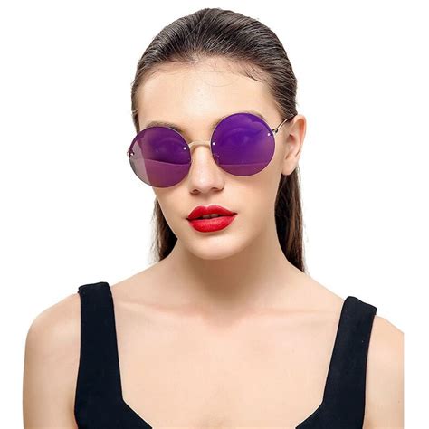 buy rimless women round sunglasses vintage retro uv400 gold metal leg high