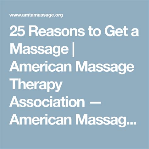 25 Reasons To Get A Massage American Massage Therapy Association