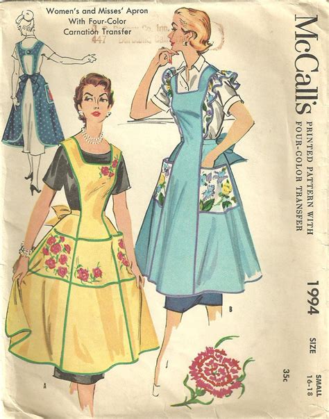 Vintage 50s Apron Sewing Pattern Mccalls 1994 Etsy Apron Sewing