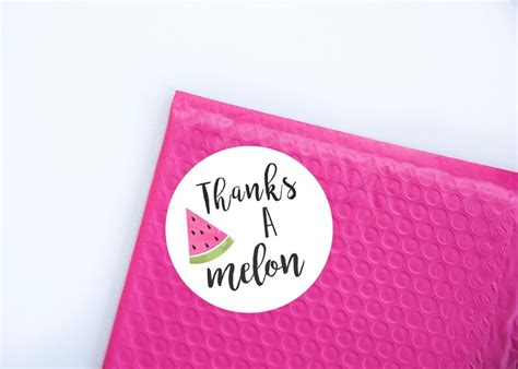 Thanks A Melon Stickers Packaging Labels Thank You Labels Etsy