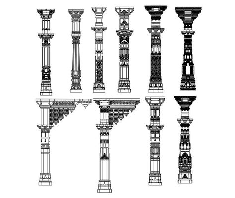 Learn How To Make Many Traditional Column With Carving Design Autocad