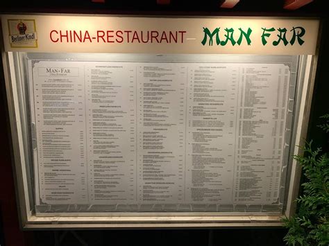 Menu At China Restaurant Man Far Berlin