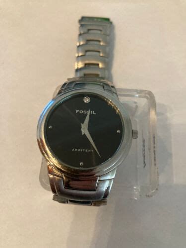 Fossil Arkitekt Watch Men Silver Tone Black FS 3012 50M New Battery 7