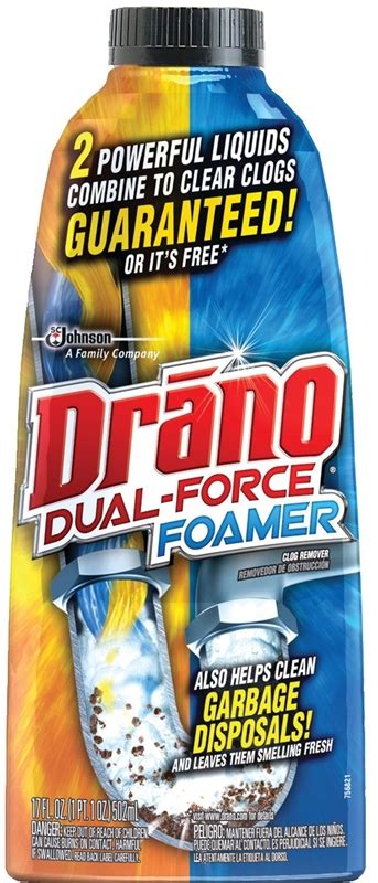 Drano Dual Force 14768 Professional Strength Foamer Clog Remover 17 Oz