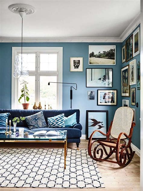 Living Room With Different Shades Of Blue And Some Bright Colours 35