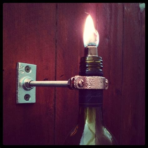 Wall Mounted Wine Bottle Tiki Torches By Theglasscove On Etsy