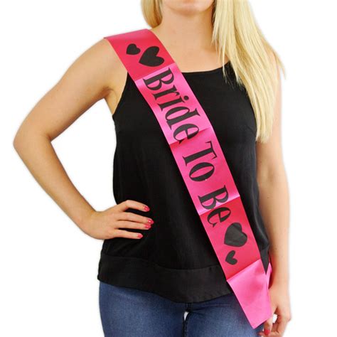 bride to be sash pink with black lettering hen accessories