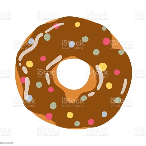Cartoon Bunt Donut Isoliert Auf Weißem Hintergrund Top View Donut In