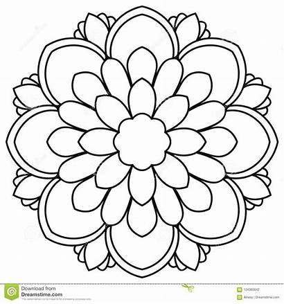 Mandala Outline Flower Coloring Round Doodle Background