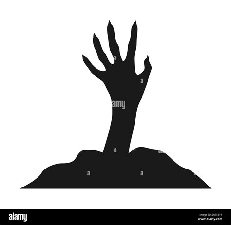 Black Silhouette Of A Halloween Hand On A White Background A Thin Bony