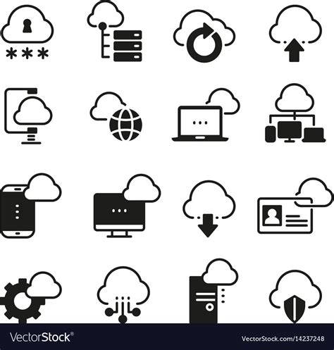 Internet Cloud Computing Icon Set Royalty Free Vector Image