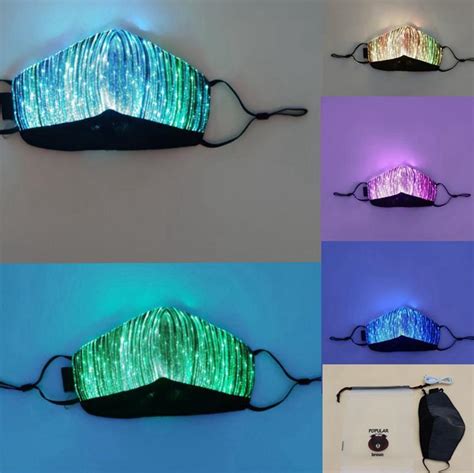 Lights Led Light Up Face Mask Usb Rechargeable Glowing Dust Mask For
