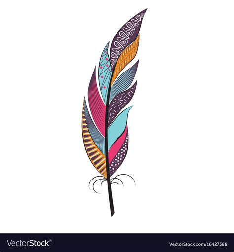 Large Colored Feather With Patterns Royalty Free Vector