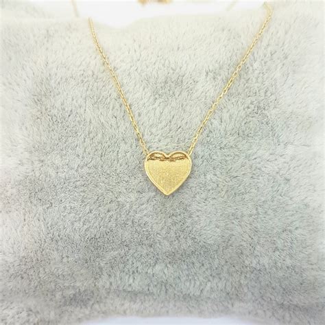 14k Real Solid Gold Heart Necklace For Women