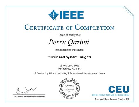 Me Certificate Institute Of Electrical And Electronics Engineers Ieee 1884