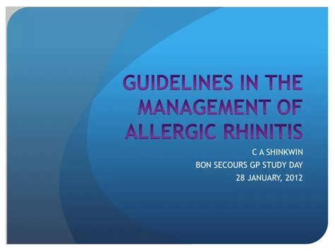 Ppt Guidelines In The Management Of Allergic Rhinitis Powerpoint