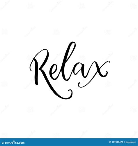 Relax Black Calligraphy Word Isolated On White Background Yoga Class