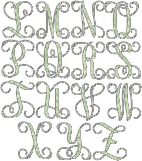 Fancy Textured Vines Monogram Font Inch Side Letters And Inch