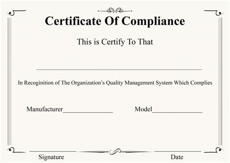Certificate Of Compliance Template 2 Templates Example Templates