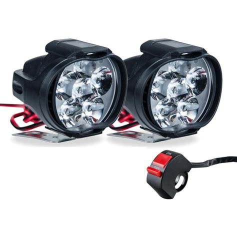 2 قطعة 6 LED دراجة نارية المصباح كشافات الأضواء الضباب رئيس ضوء