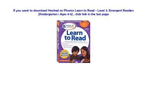 Pdf Hooked On Phonics Learn To Read Level 3 Emergent Readers Ki