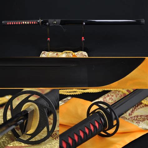 Handmade Full Tang Samurai Japanese Ninja Sword Black Straight Blade