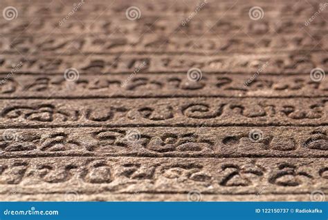 Ancient Letter With Words On Sinhalese Language On Wall Of 12th