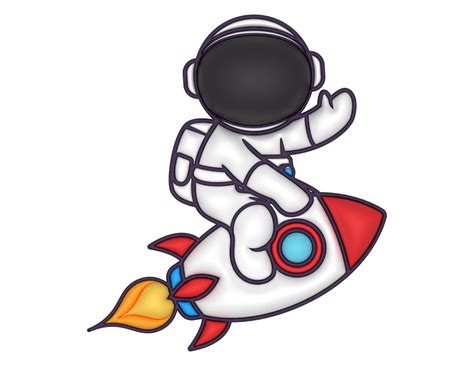 3d Cute Astronaut Riding Rocket Waving Hand Cartoon On A Transparent
