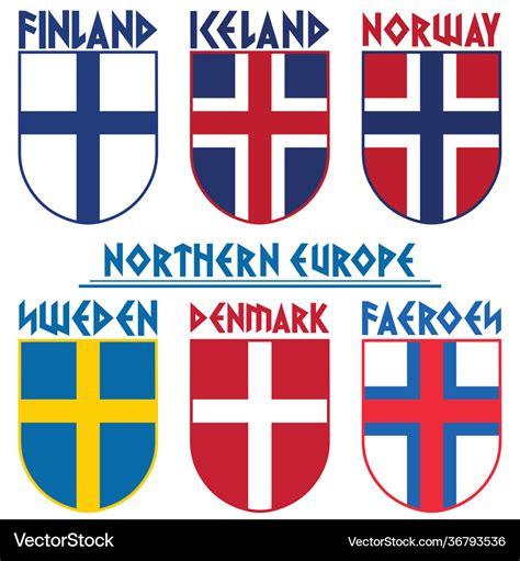 Flags Nordic Countries Scandinavia Norway Vector Image