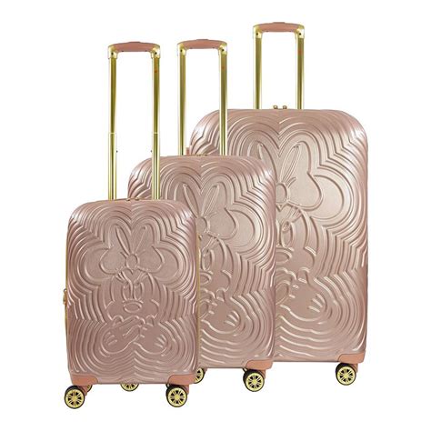 ful disney s minnie mouse playful 3 piece hardside spinner luggage set pink 3 pc set