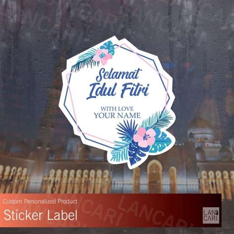 Jual Sticker Label Custom Idul Fitri Stiker Bunga Ucapan Ramadhan