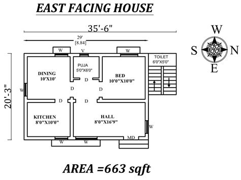 356 X203 East Facing Single Bhk House Plan As Per Vasthu Shastra